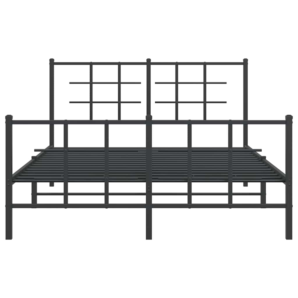 sengeramme med sengegavl og fodgærde 140x190 cm metal sort
