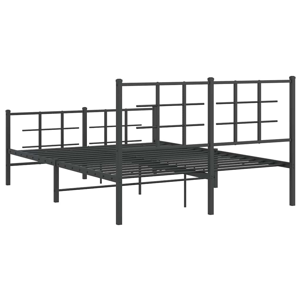 sengeramme med sengegavl og fodgærde 140x190 cm metal sort