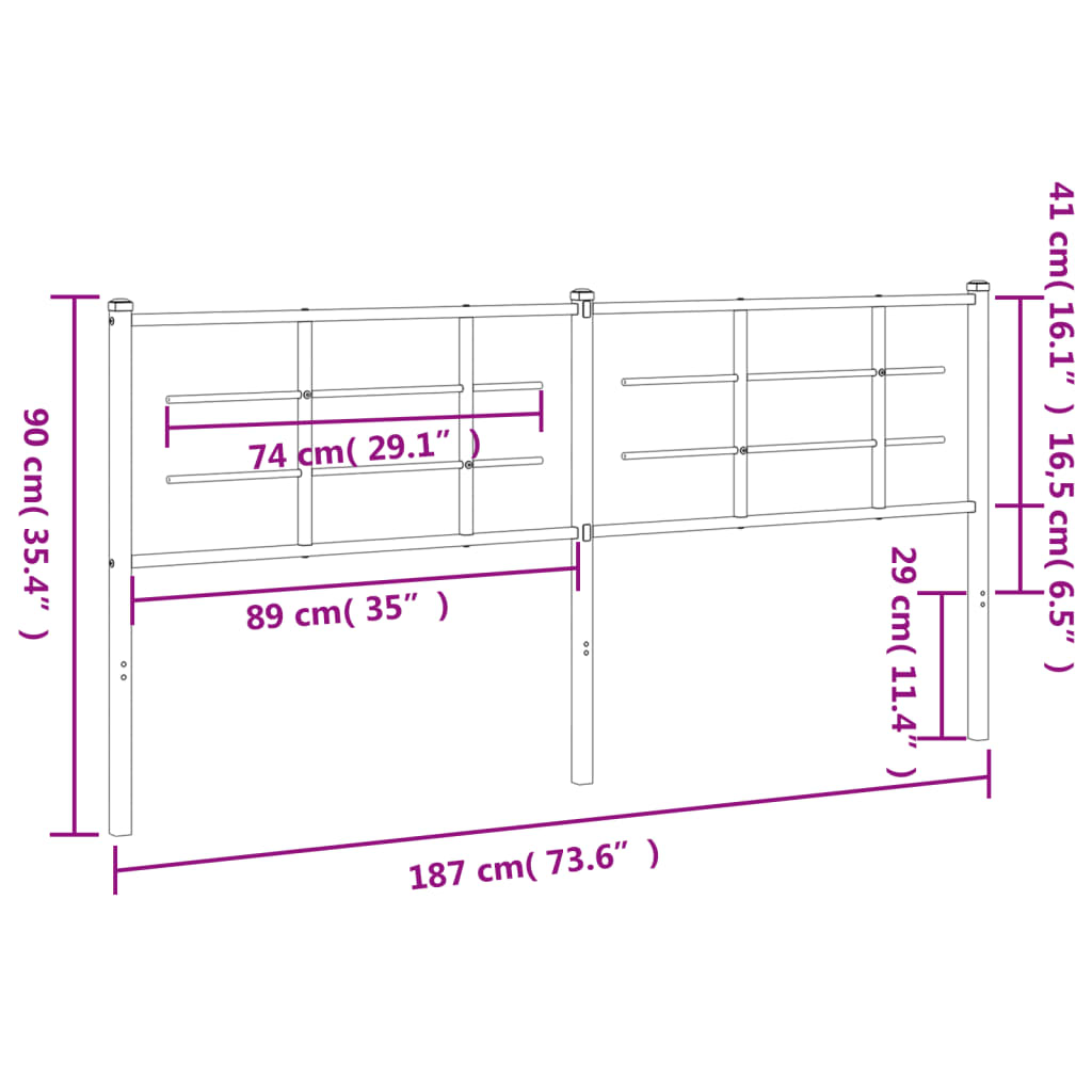 udskiftningsgavl 180 cm metal sort