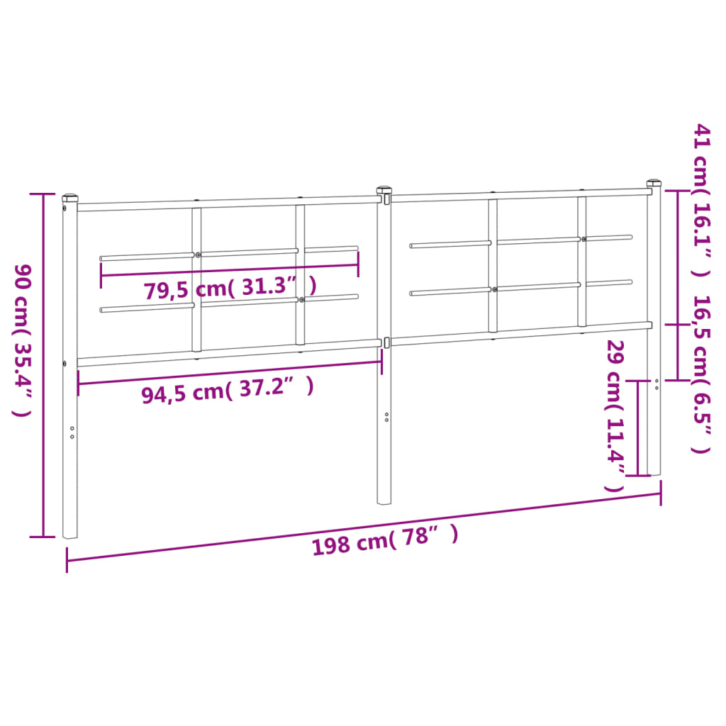udskiftningsgavl 193 cm metal sort