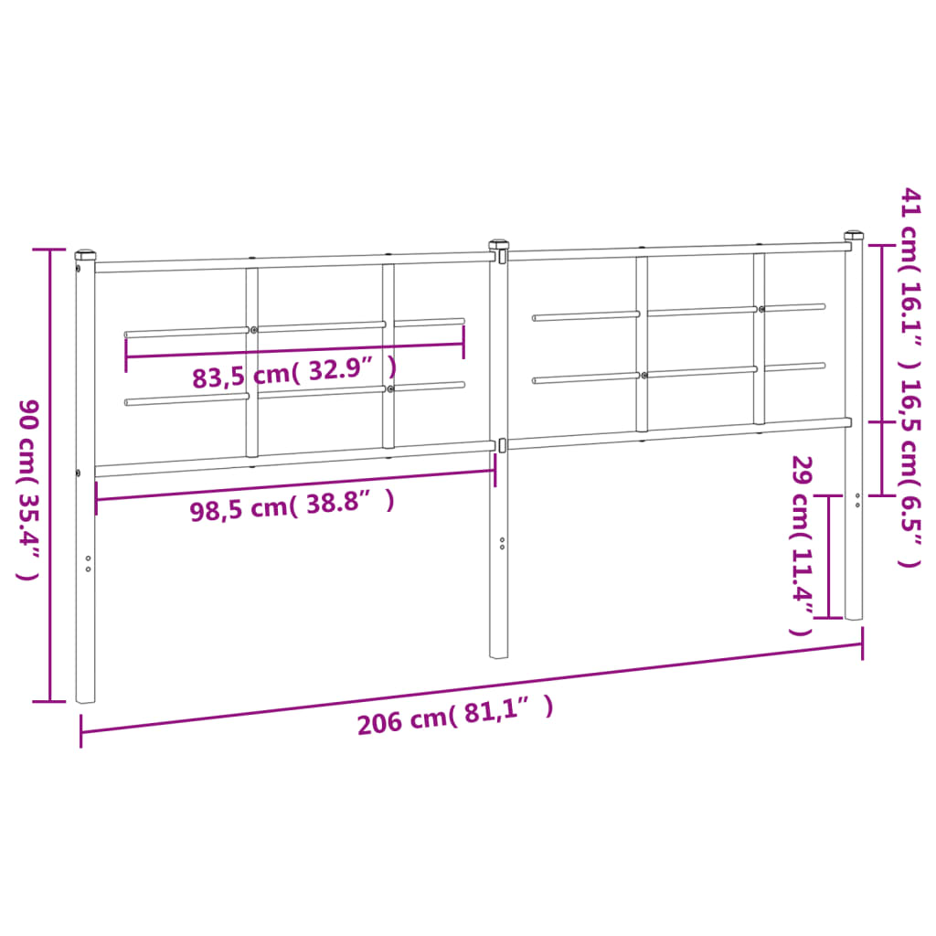udskiftningsgavl 200 cm metal sort