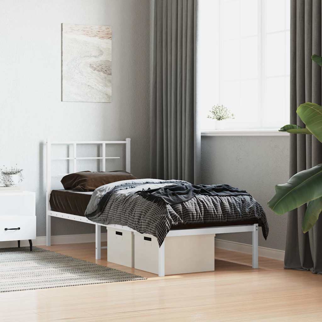 sengeramme med sengegavl 80x200 cm metal hvid