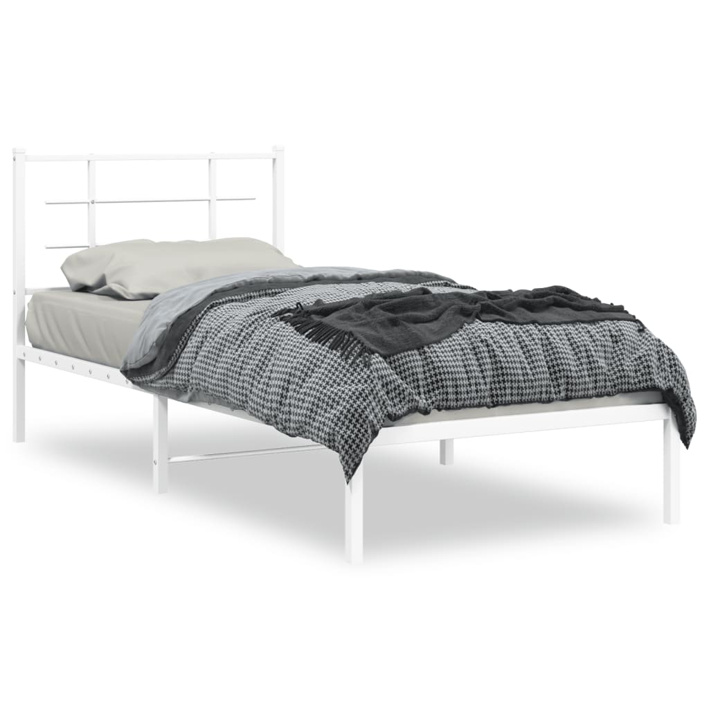 sengeramme med sengegavl 90x190 cm metal hvid