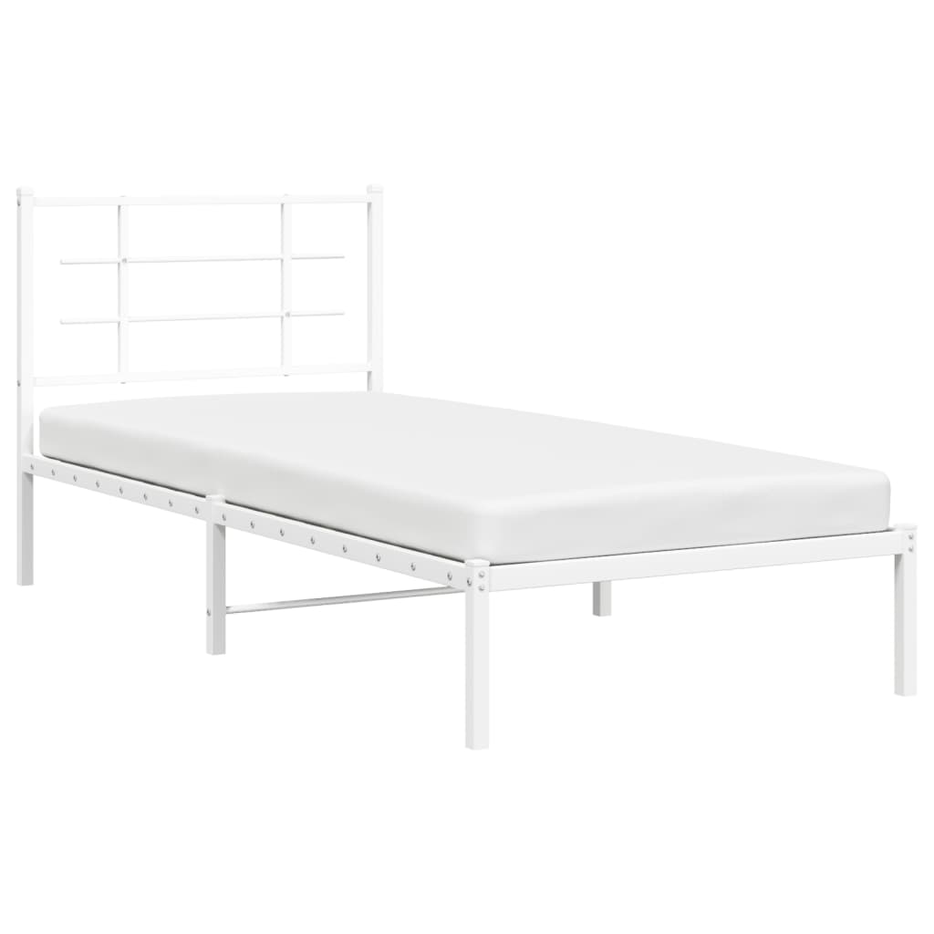 sengeramme med sengegavl 90x190 cm metal hvid