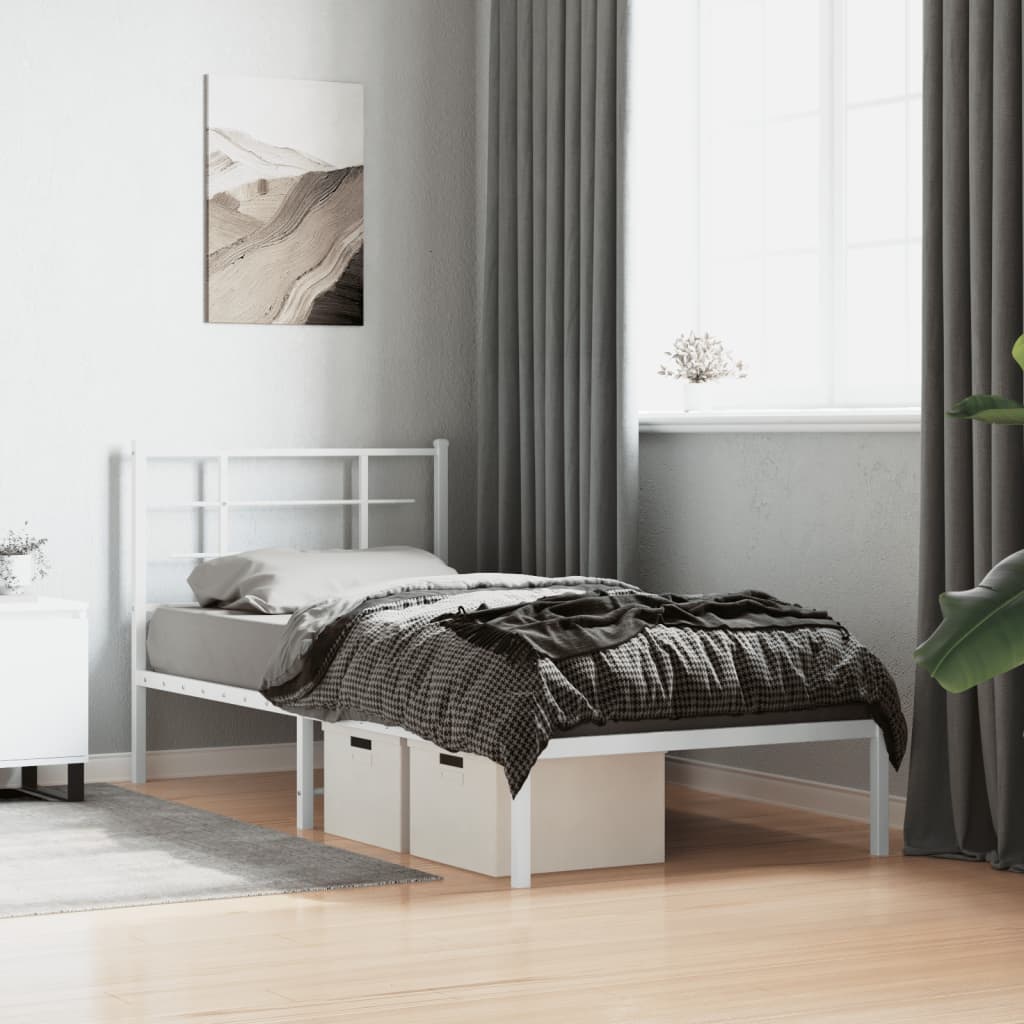 sengeramme med sengegavl 90x190 cm metal hvid