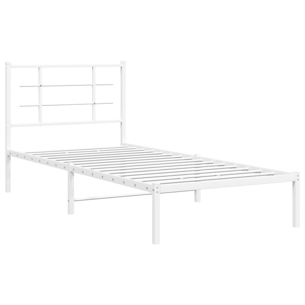 sengeramme med sengegavl 90x200 cm metal hvid
