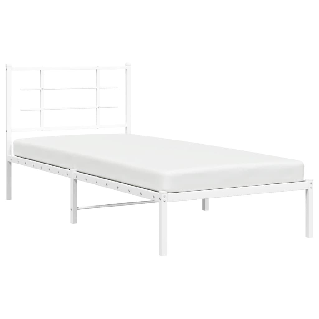 sengeramme med sengegavl 90x200 cm metal hvid
