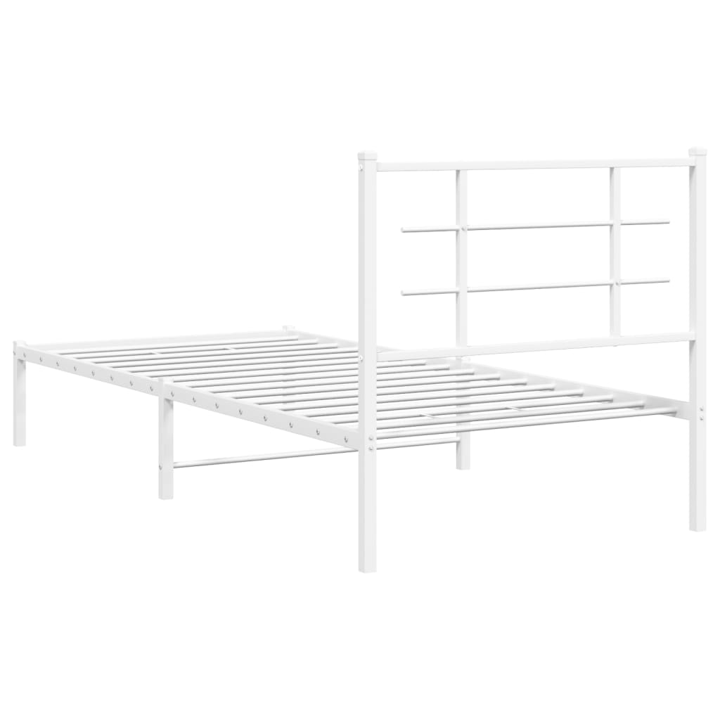 sengeramme med sengegavl 90x200 cm metal hvid