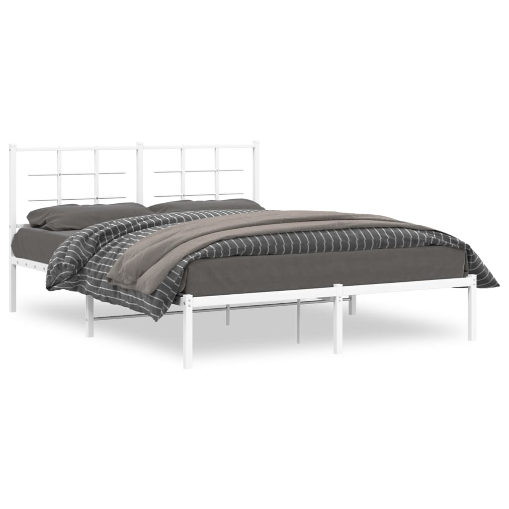 sengeramme med sengegavl 160x200 cm metal hvid