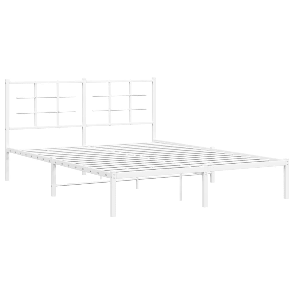 sengeramme med sengegavl 160x200 cm metal hvid