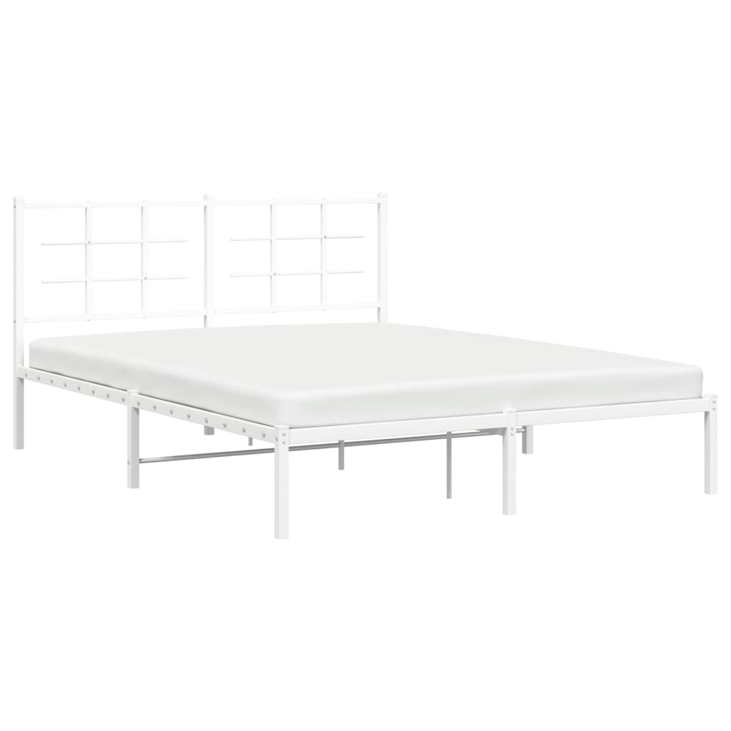 sengeramme med sengegavl 160x200 cm metal hvid