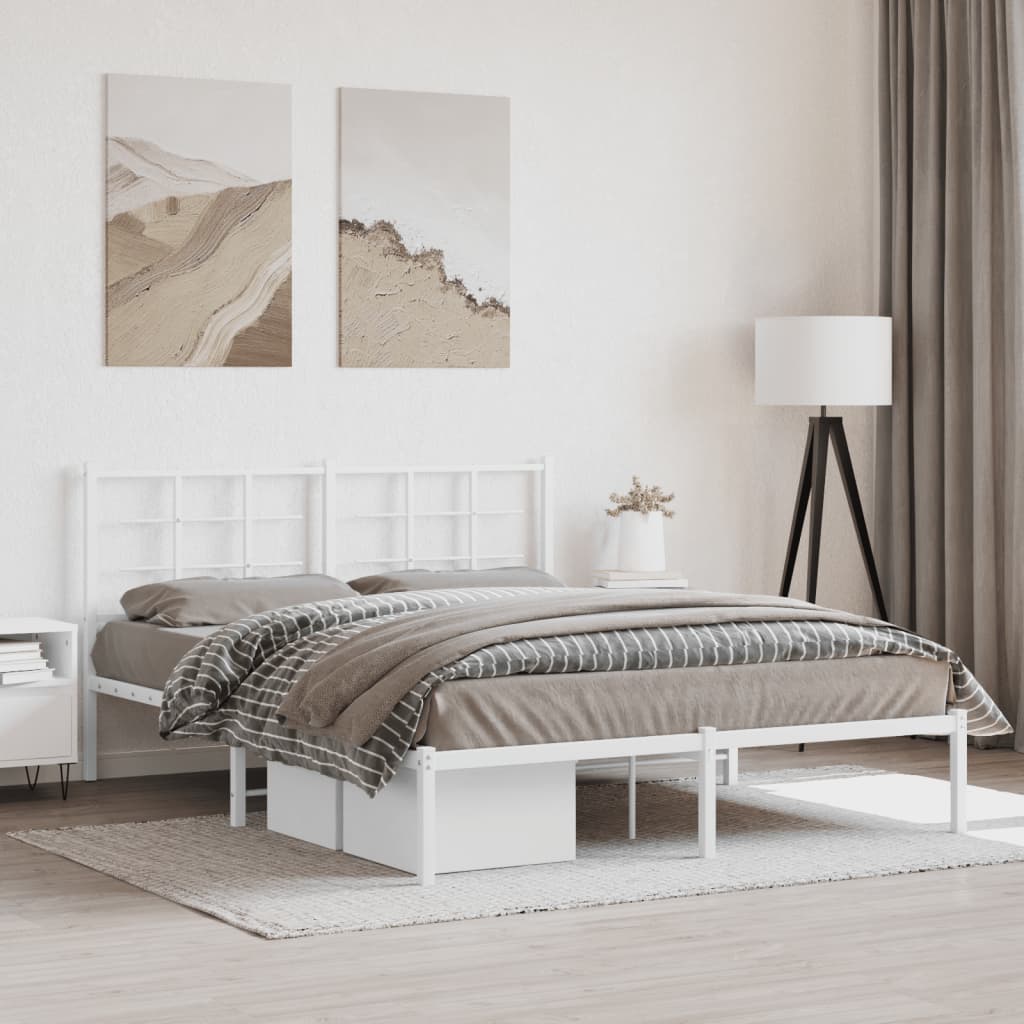 sengeramme med sengegavl 160x200 cm metal hvid