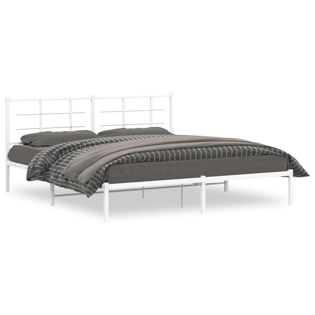 sengeramme med sengegavl 180x200 cm metal hvid