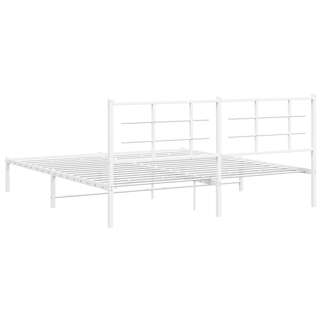 sengeramme med sengegavl 180x200 cm metal hvid