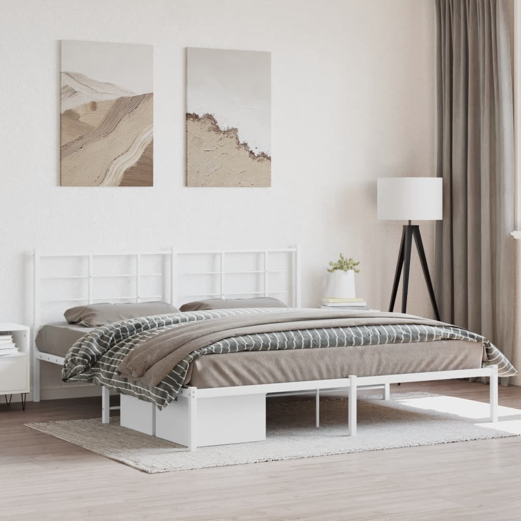 sengeramme med sengegavl 180x200 cm metal hvid