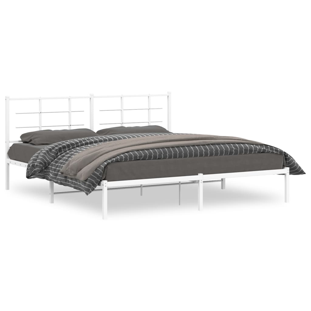 sengeramme med sengegavl 183x213 cm metal hvid