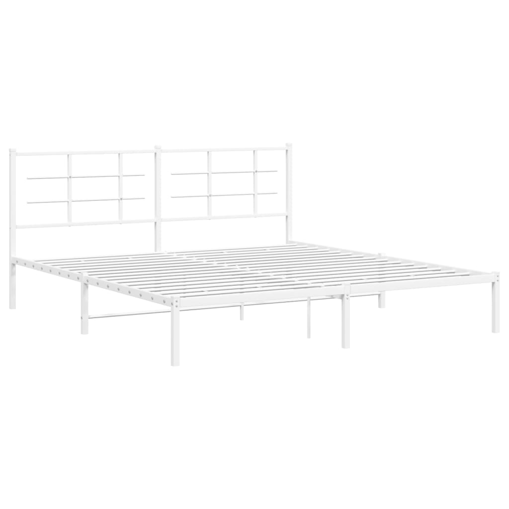 sengeramme med sengegavl 183x213 cm metal hvid