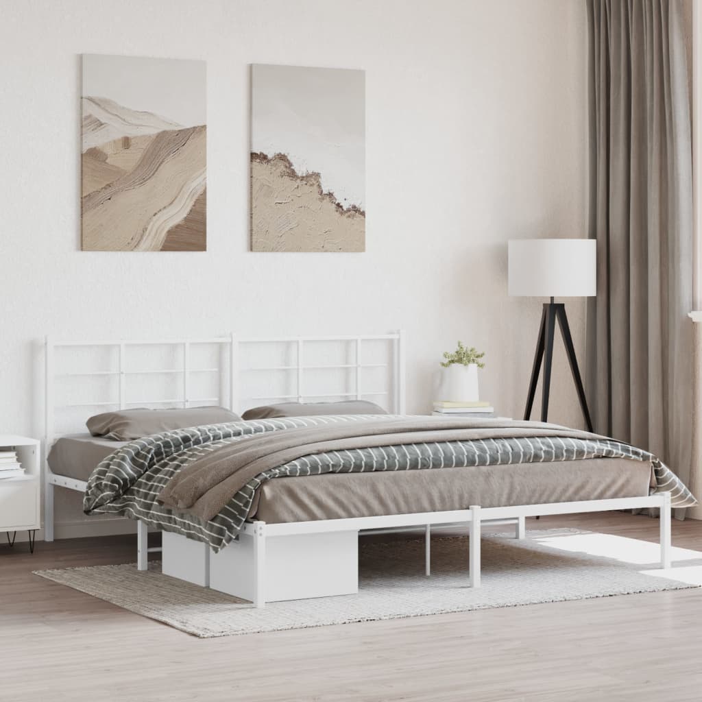 sengeramme med sengegavl 183x213 cm metal hvid