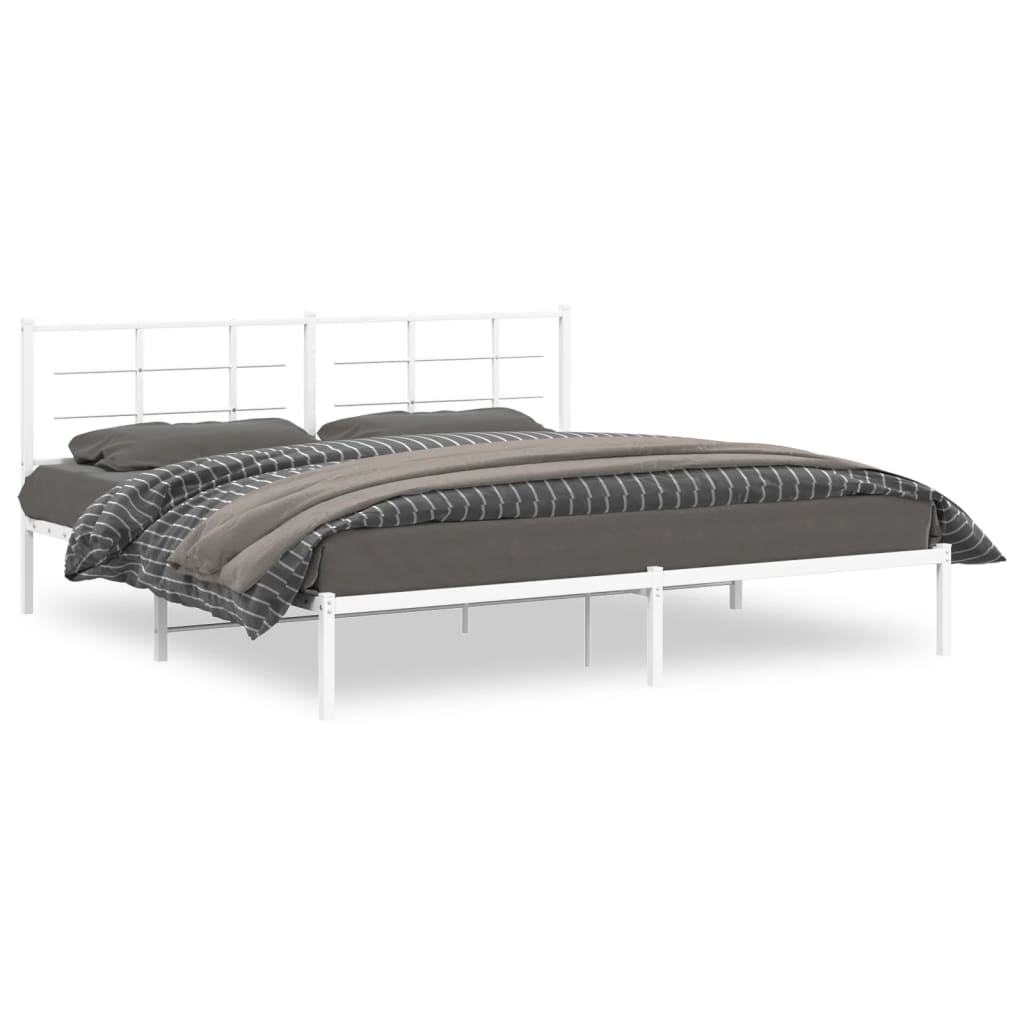 sengeramme med sengegavl 193x203 cm metal hvid