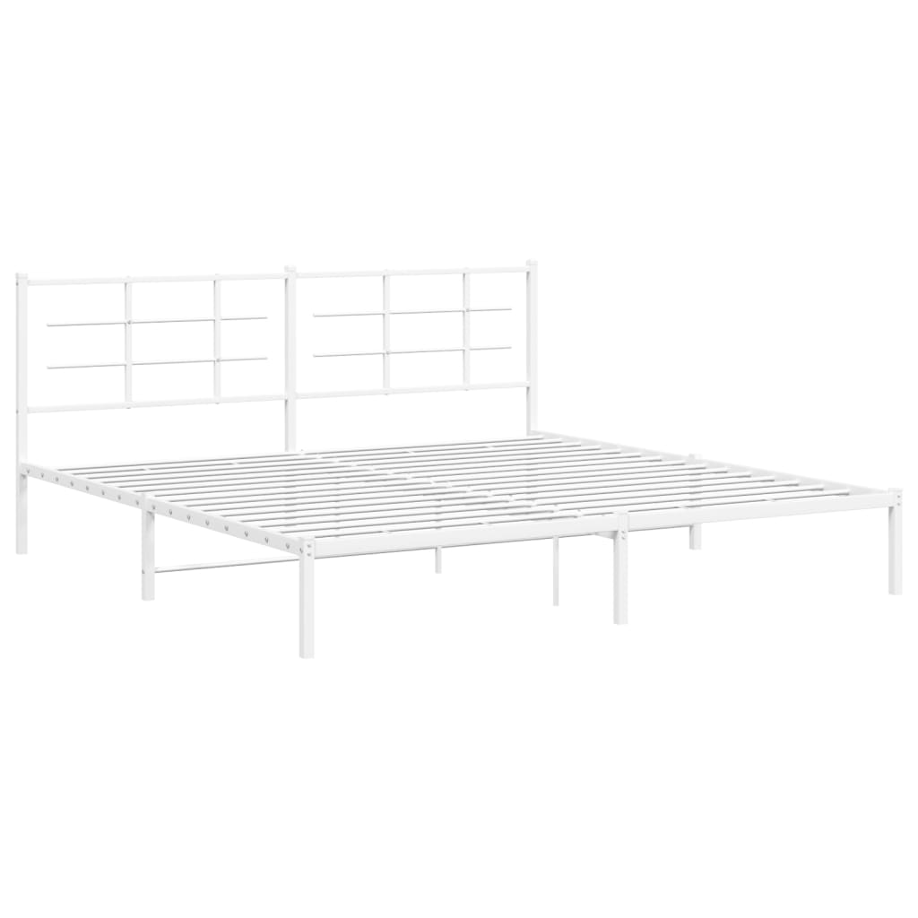 sengeramme med sengegavl 193x203 cm metal hvid