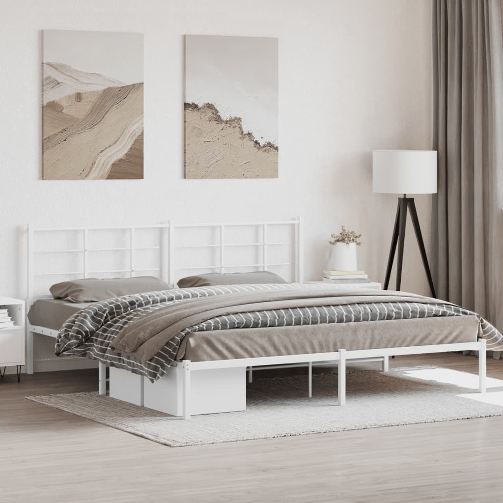 sengeramme med sengegavl 193x203 cm metal hvid