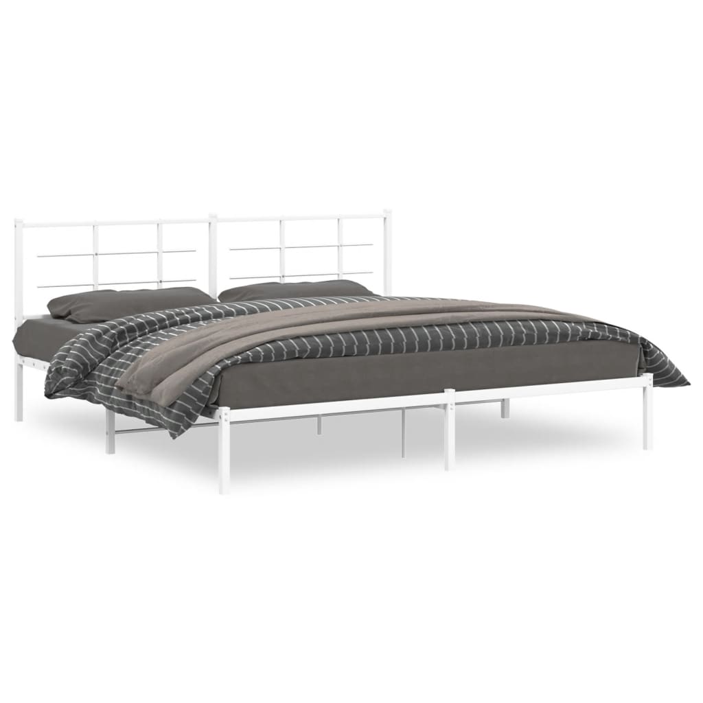 sengeramme med sengegavl 200x200 cm metal hvid