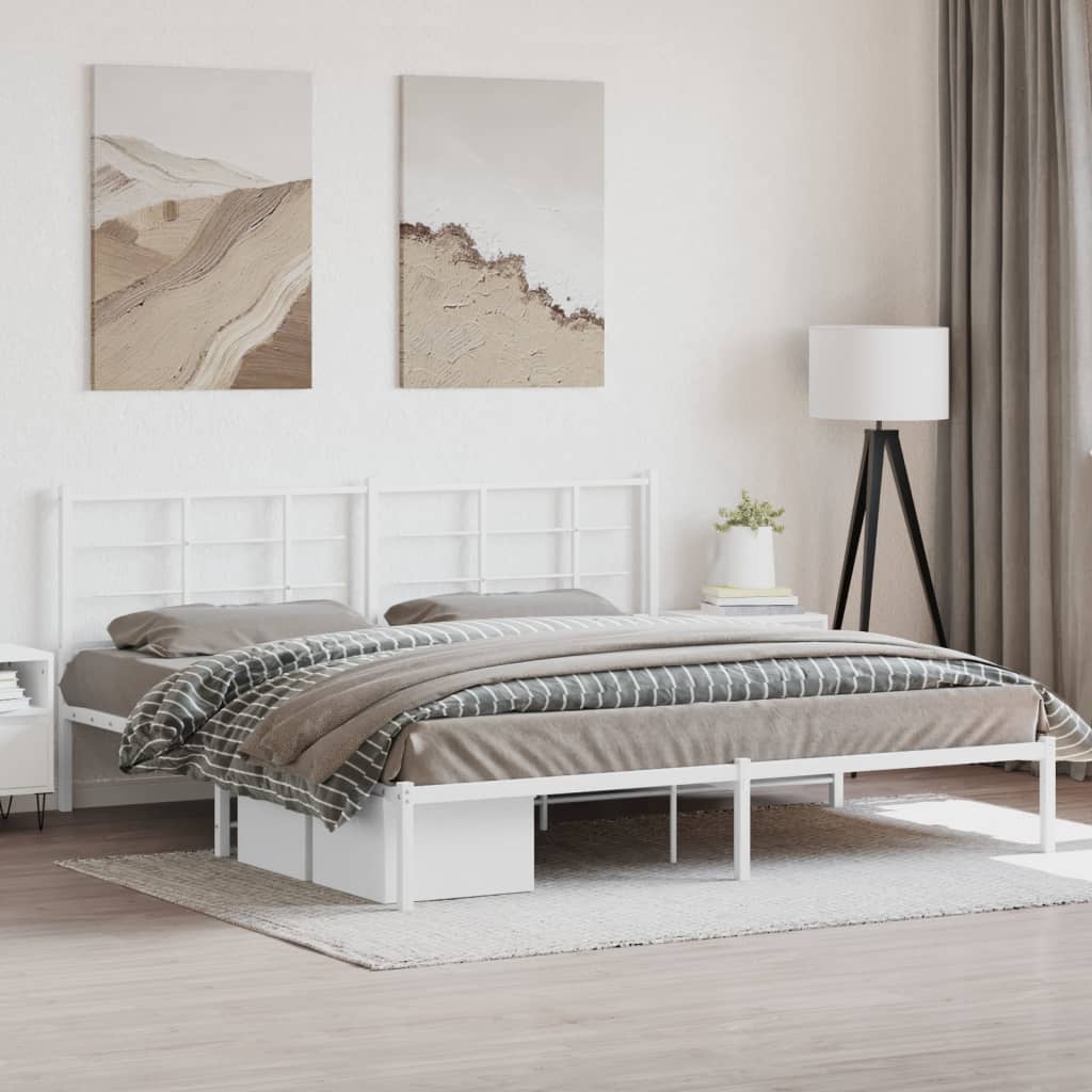 sengeramme med sengegavl 200x200 cm metal hvid