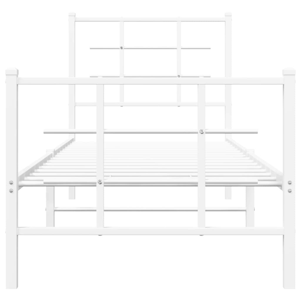 sengeramme med sengegavl og fodgærde 75x190 cm metal hvid