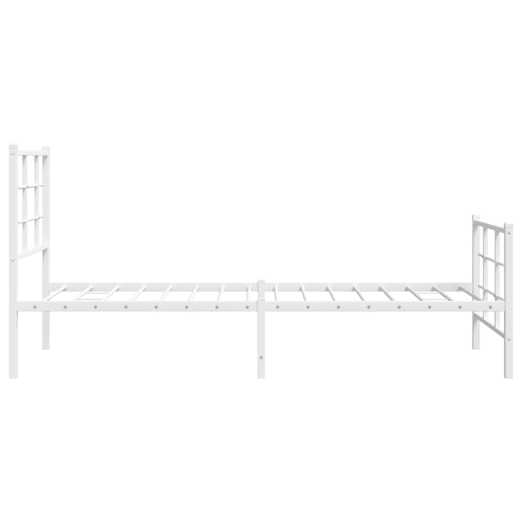 sengeramme med sengegavl og fodgærde 75x190 cm metal hvid