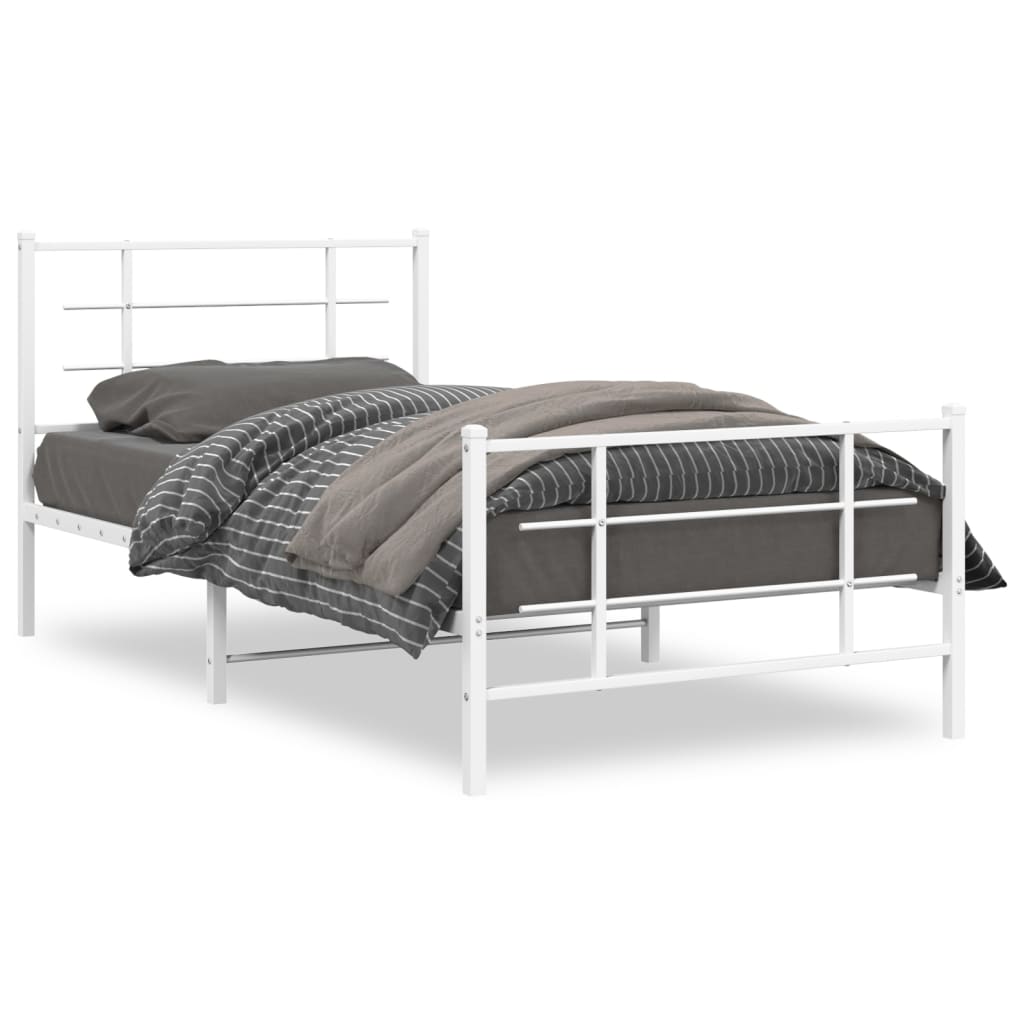 sengeramme med sengegavl og fodgærde 107x203 cm metal hvid
