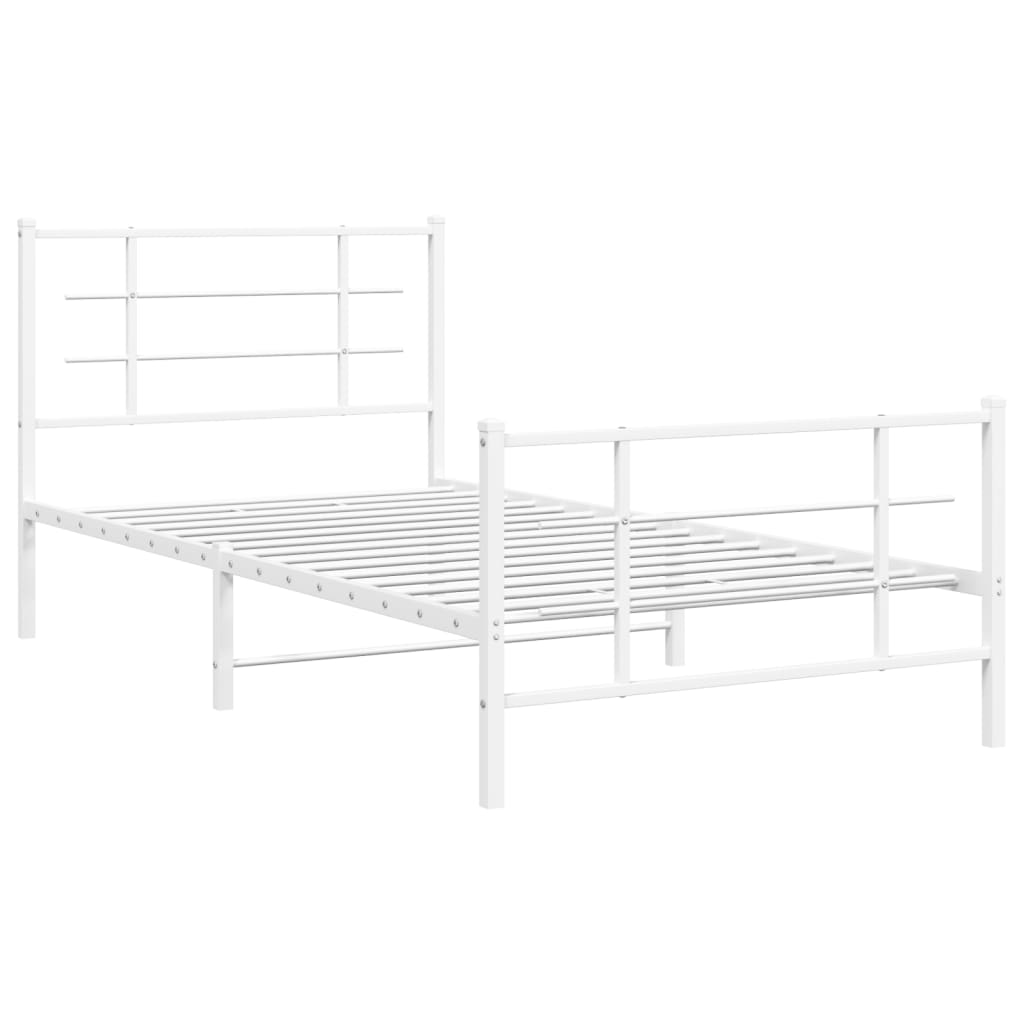 sengeramme med sengegavl og fodgærde 107x203 cm metal hvid