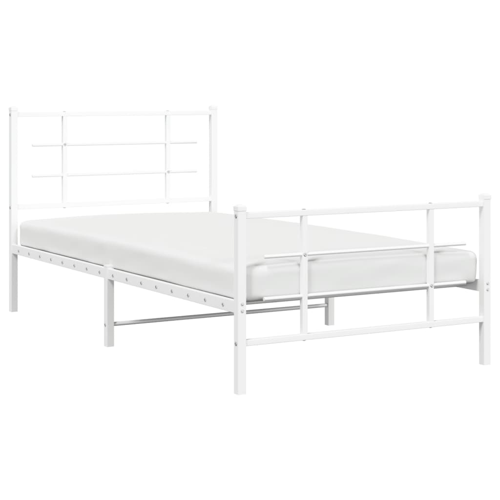 sengeramme med sengegavl og fodgærde 107x203 cm metal hvid