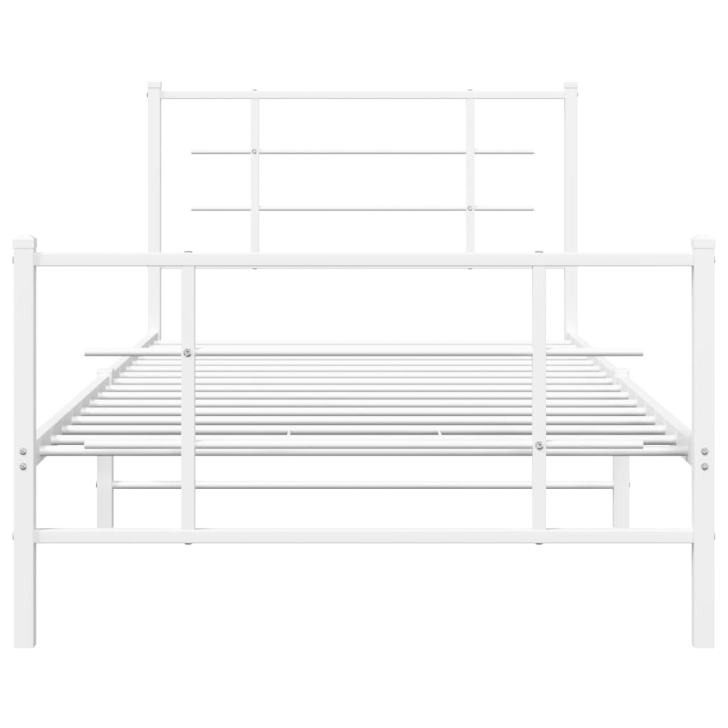 sengeramme med sengegavl og fodgærde 107x203 cm metal hvid