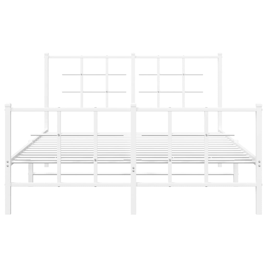 sengeramme med sengegavl og fodgærde 135x190 cm metal hvid