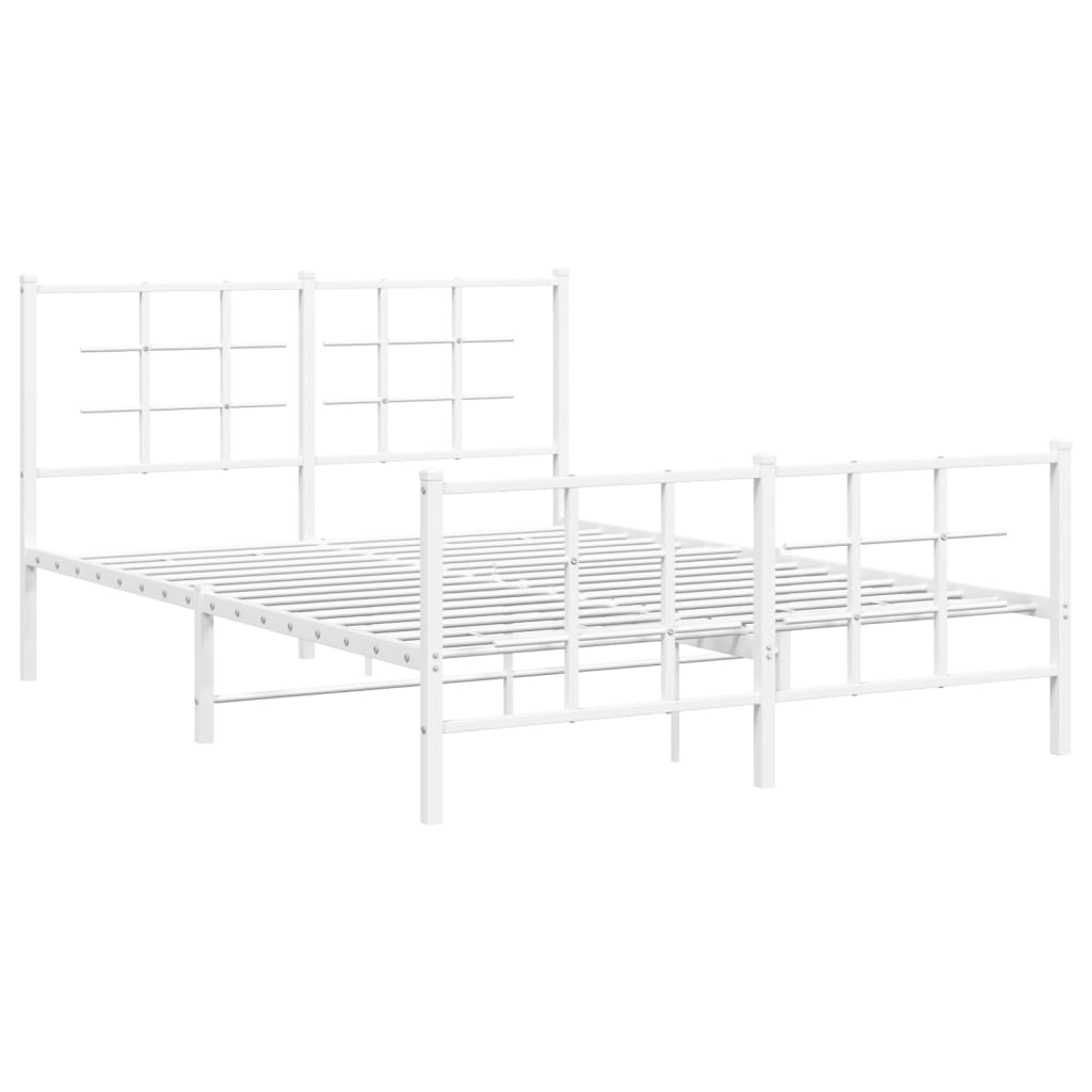 sengeramme med sengegavl og fodgærde 140x200 cm metal hvid