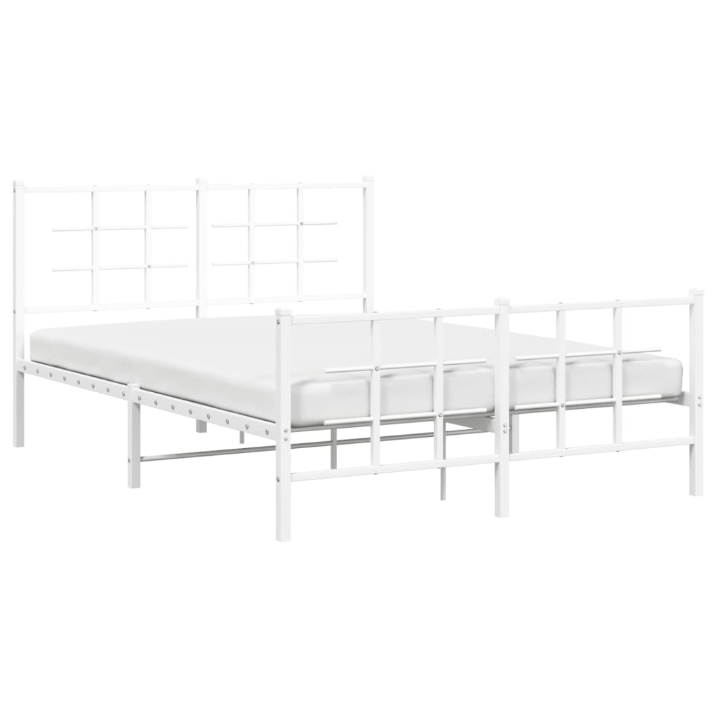 sengeramme med sengegavl og fodgærde 140x200 cm metal hvid