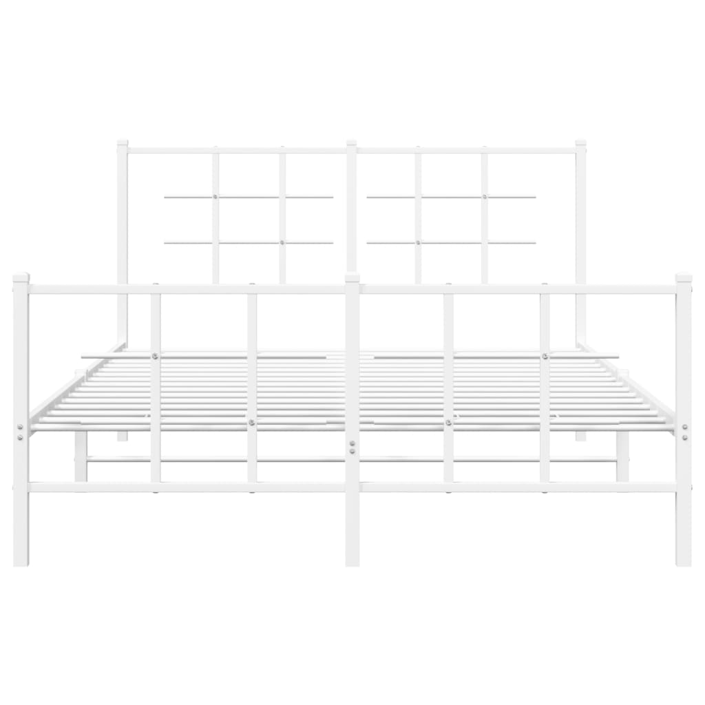 sengeramme med sengegavl og fodgærde 140x200 cm metal hvid