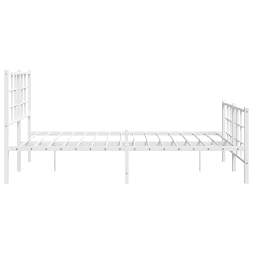 sengeramme med sengegavl og fodgærde 140x200 cm metal hvid