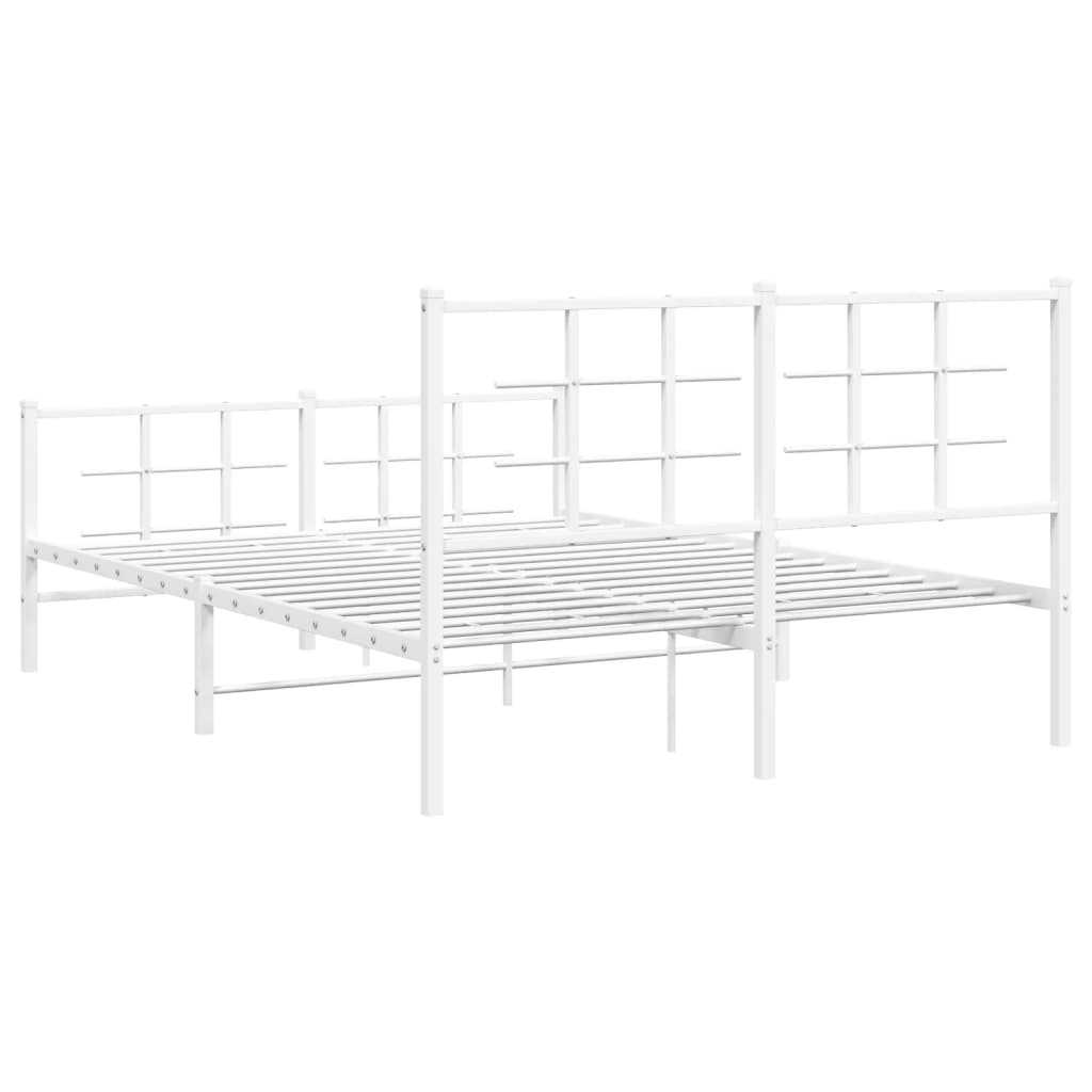 sengeramme med sengegavl og fodgærde 140x200 cm metal hvid