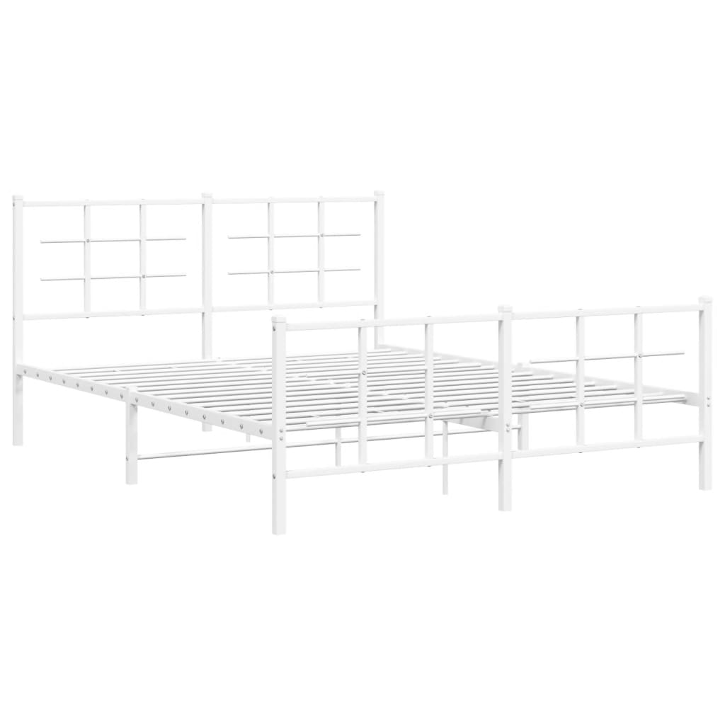 sengeramme med sengegavl og fodgærde 150x200 cm metal hvid