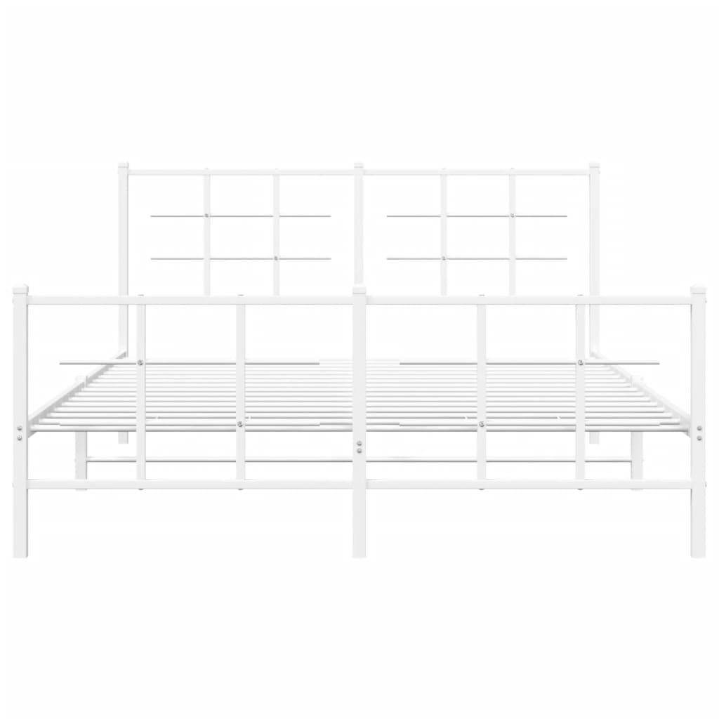 sengeramme med sengegavl og fodgærde 150x200 cm metal hvid