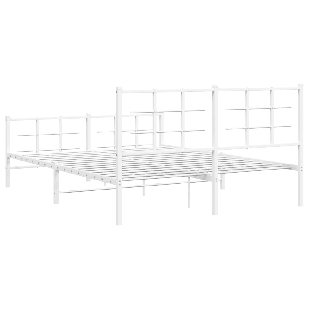 sengeramme med sengegavl og fodgærde 150x200 cm metal hvid