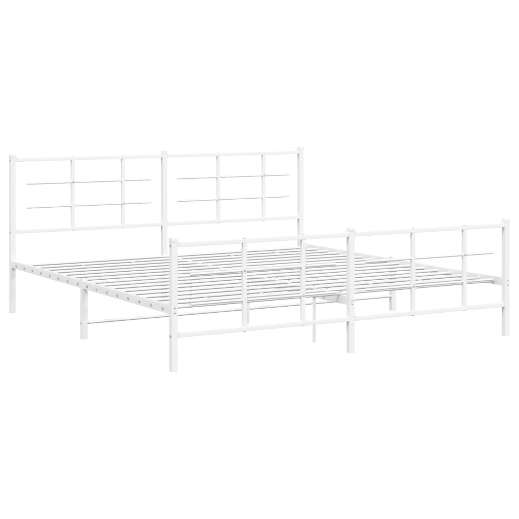 sengeramme med sengegavl og fodgærde 193x203 cm metal hvid