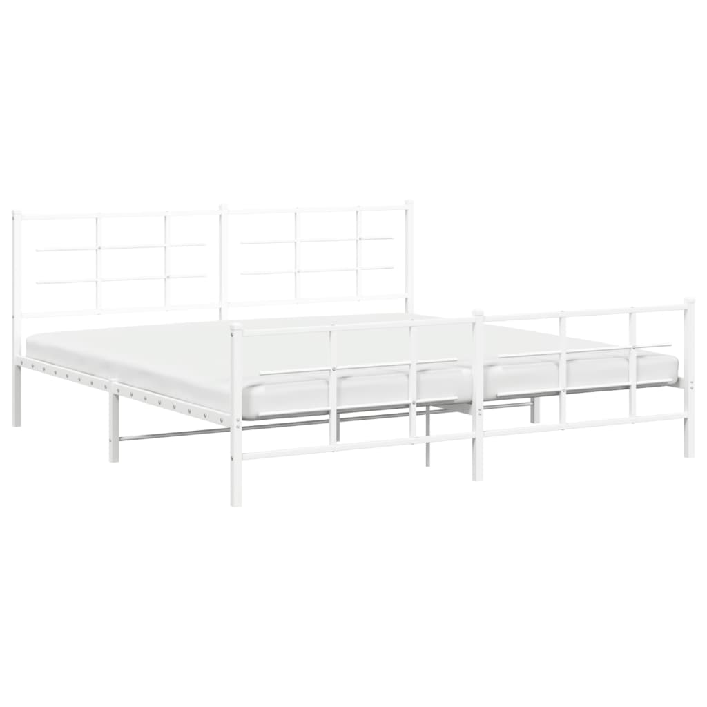 sengeramme med sengegavl og fodgærde 193x203 cm metal hvid