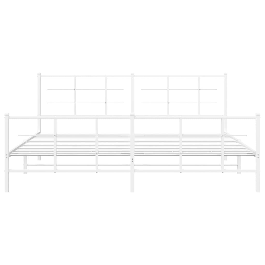 sengeramme med sengegavl og fodgærde 193x203 cm metal hvid