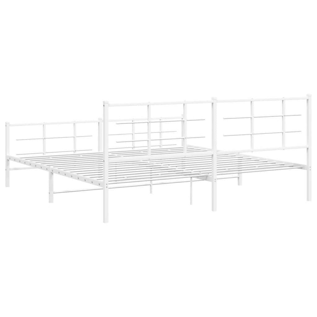sengeramme med sengegavl og fodgærde 193x203 cm metal hvid