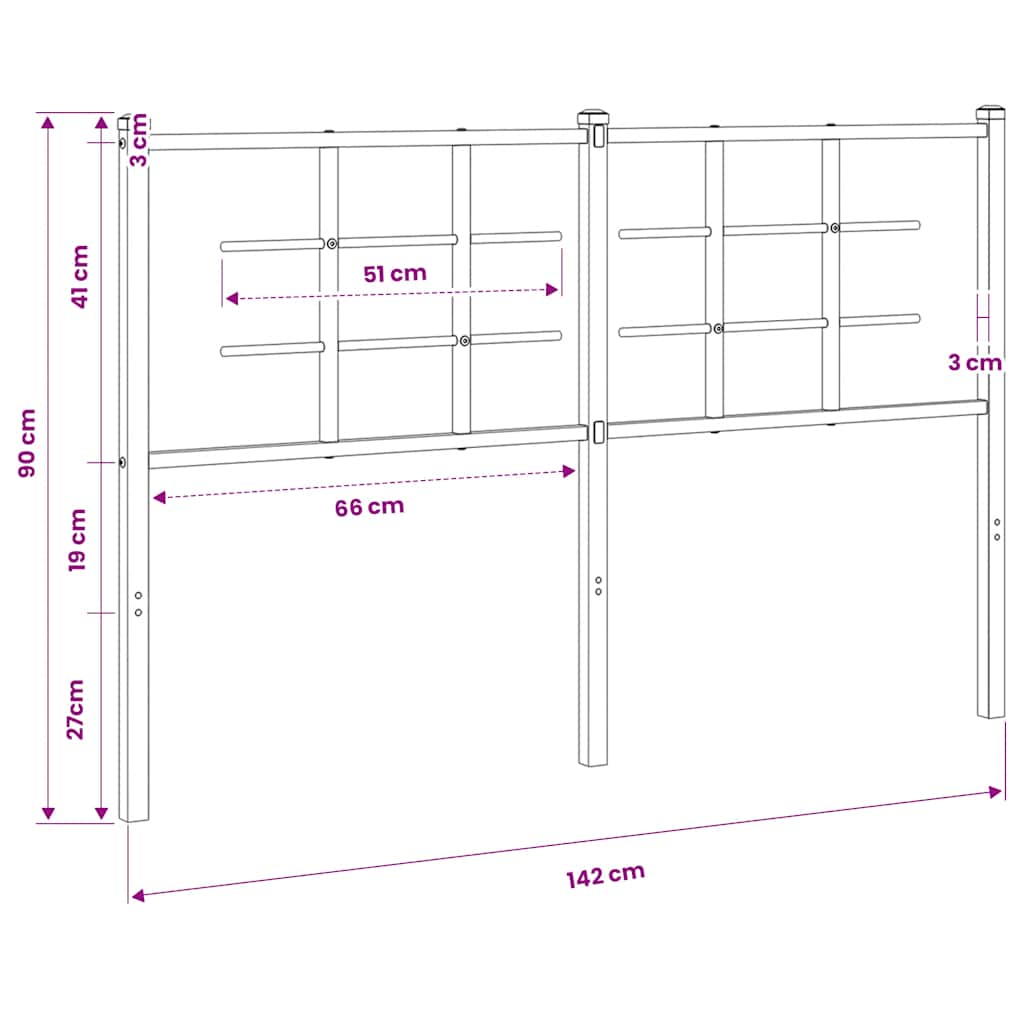 udskiftningsgavl 135 cm metal hvid