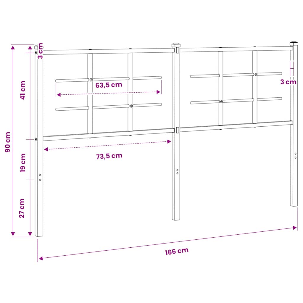 udskiftningsgavl 160 cm metal hvid