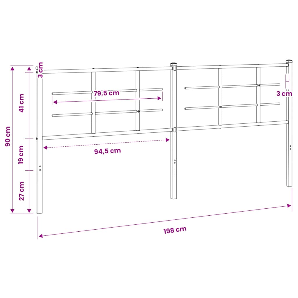 udskiftningsgavl 193 cm metal hvid