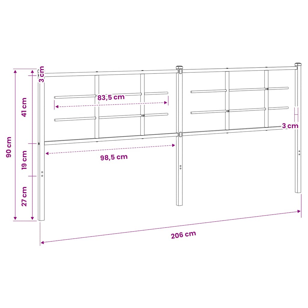 udskiftningsgavl 200 cm metal hvid